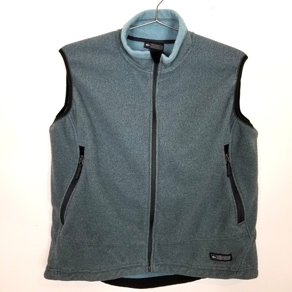 REI Women's Blue Fleece Zip Up Vest Size XL Pockrts Outdoor Hiking Work‎